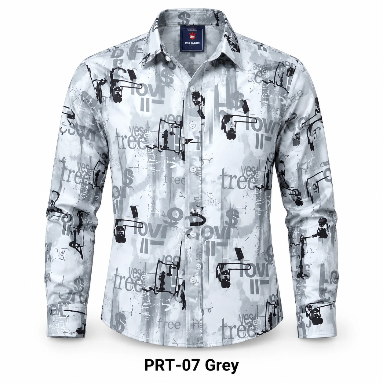 Trendy casual printed grey shirts lafer - PRT - 07