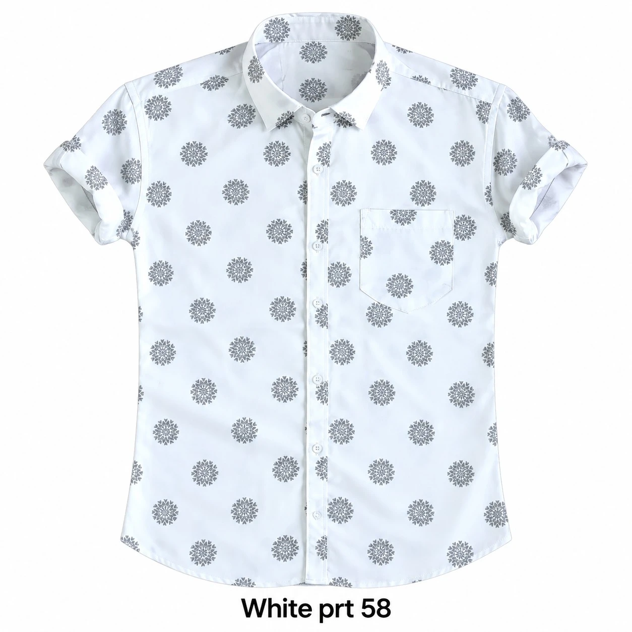 Casual printed white  shirt full sleeve -PRT 58