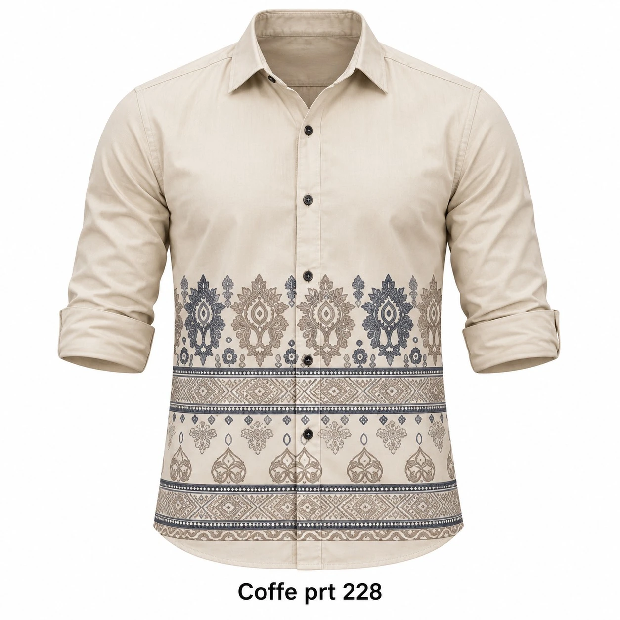 Casual printed coffee colour  shirt full sleeve -PRT 228