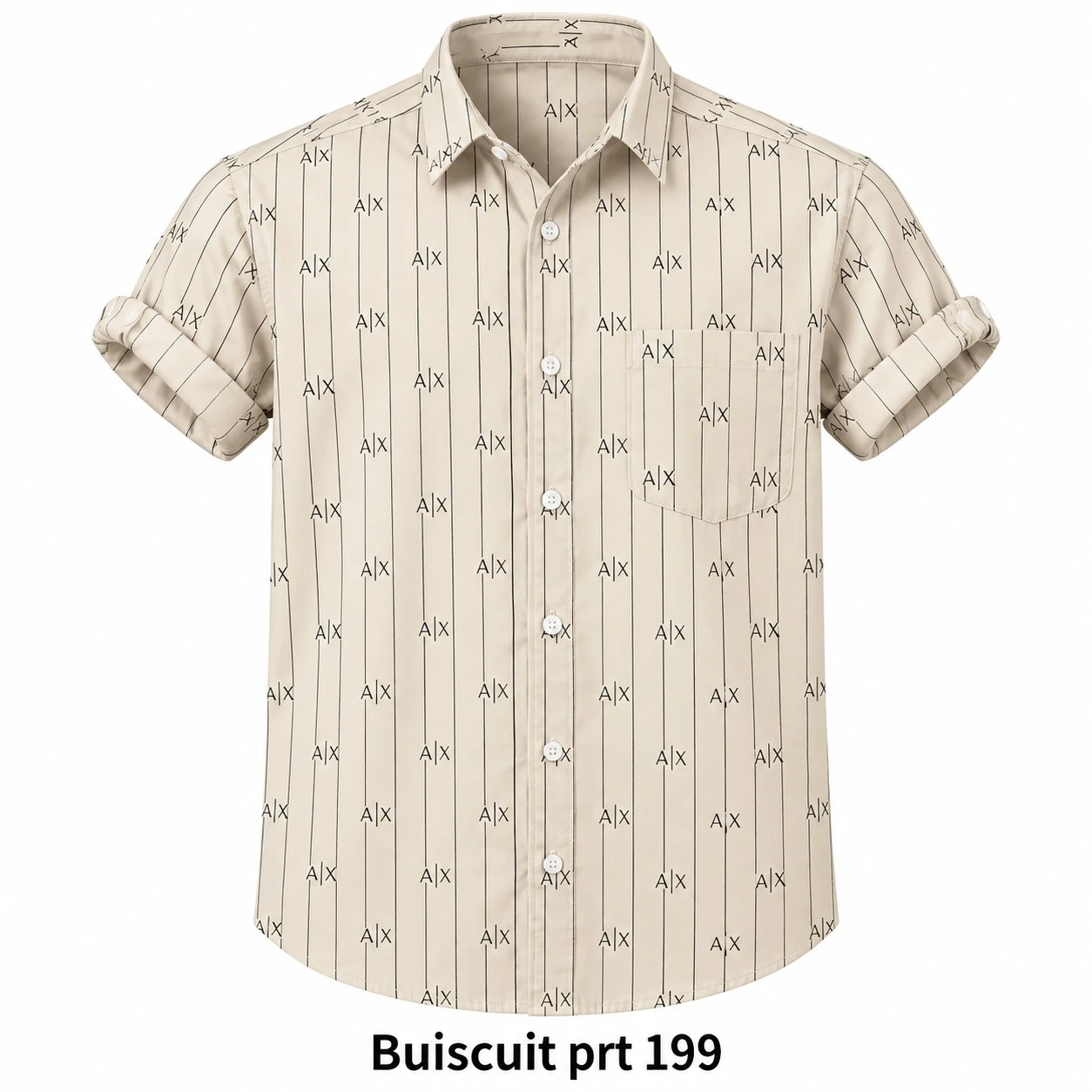 Casual printed buiscuit colour  shirt full sleeve -PRT 199