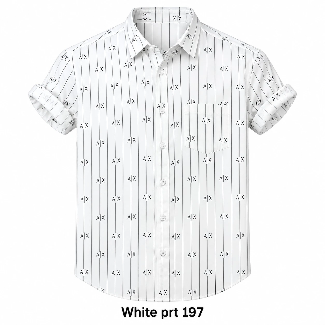 Casual printed  white shirt full sleeve -PRT 197