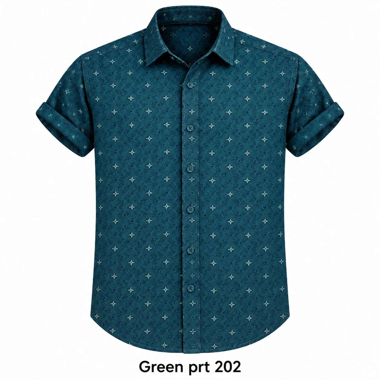 Casual printed  green shirt full sleeve -PRT 202