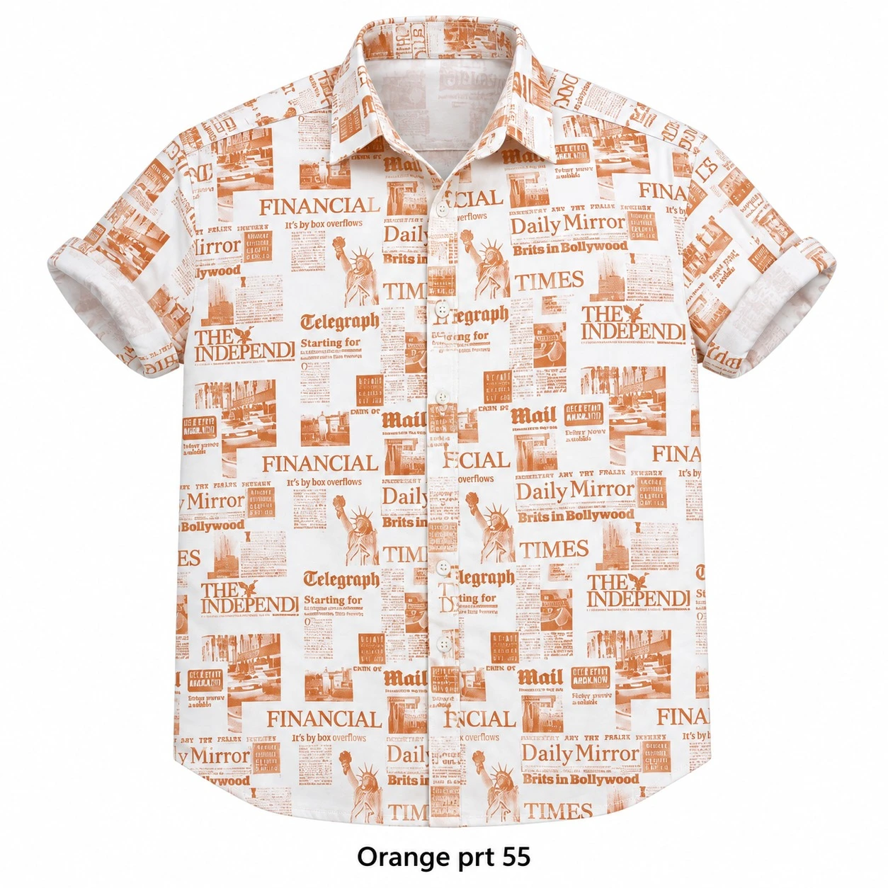 Casual printed orange  shirt full sleeve -PRT 55