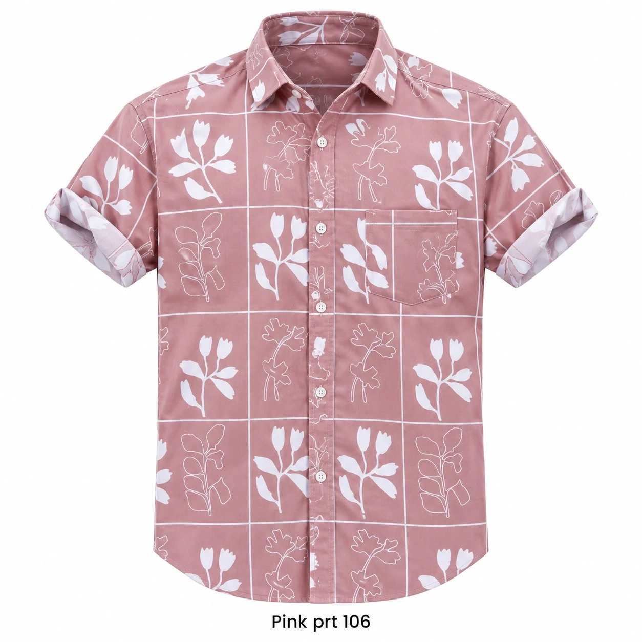 Casual printed pink shirt full sleeve -PRT 106