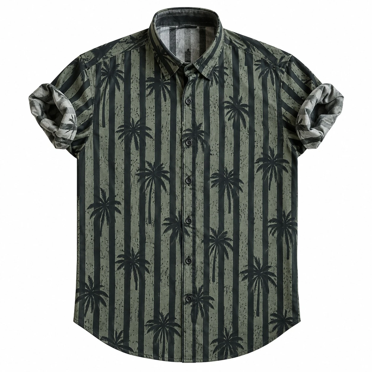 Casual printed  dark green shirt full sleeve -PRT 211