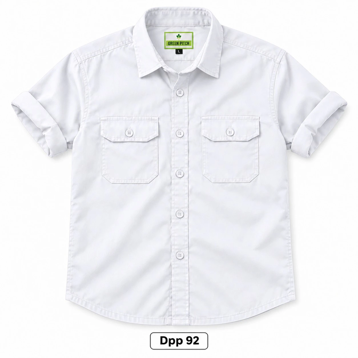 Trendy plain double pocket white  shirt -DPP 92