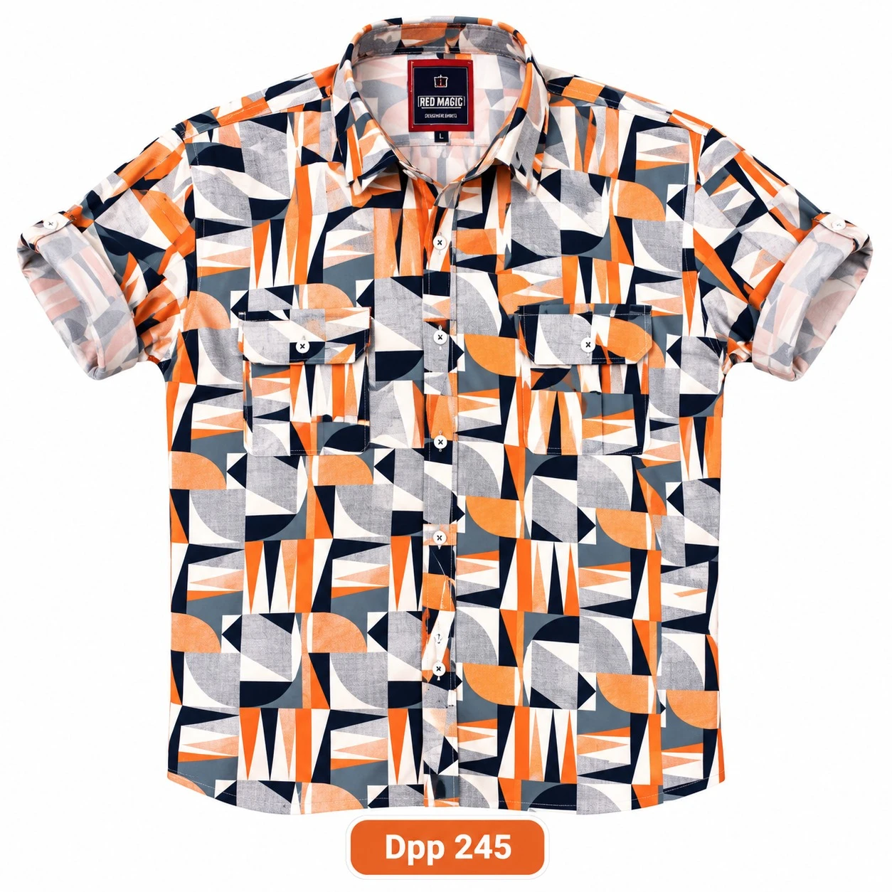 Trendy printed double pocket shirt -DPP 245