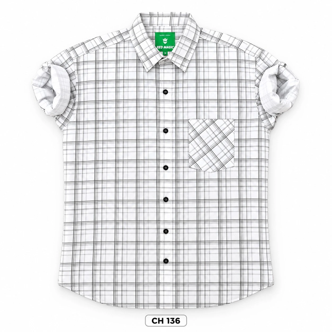 Formal checked men's white shirt -CH 136