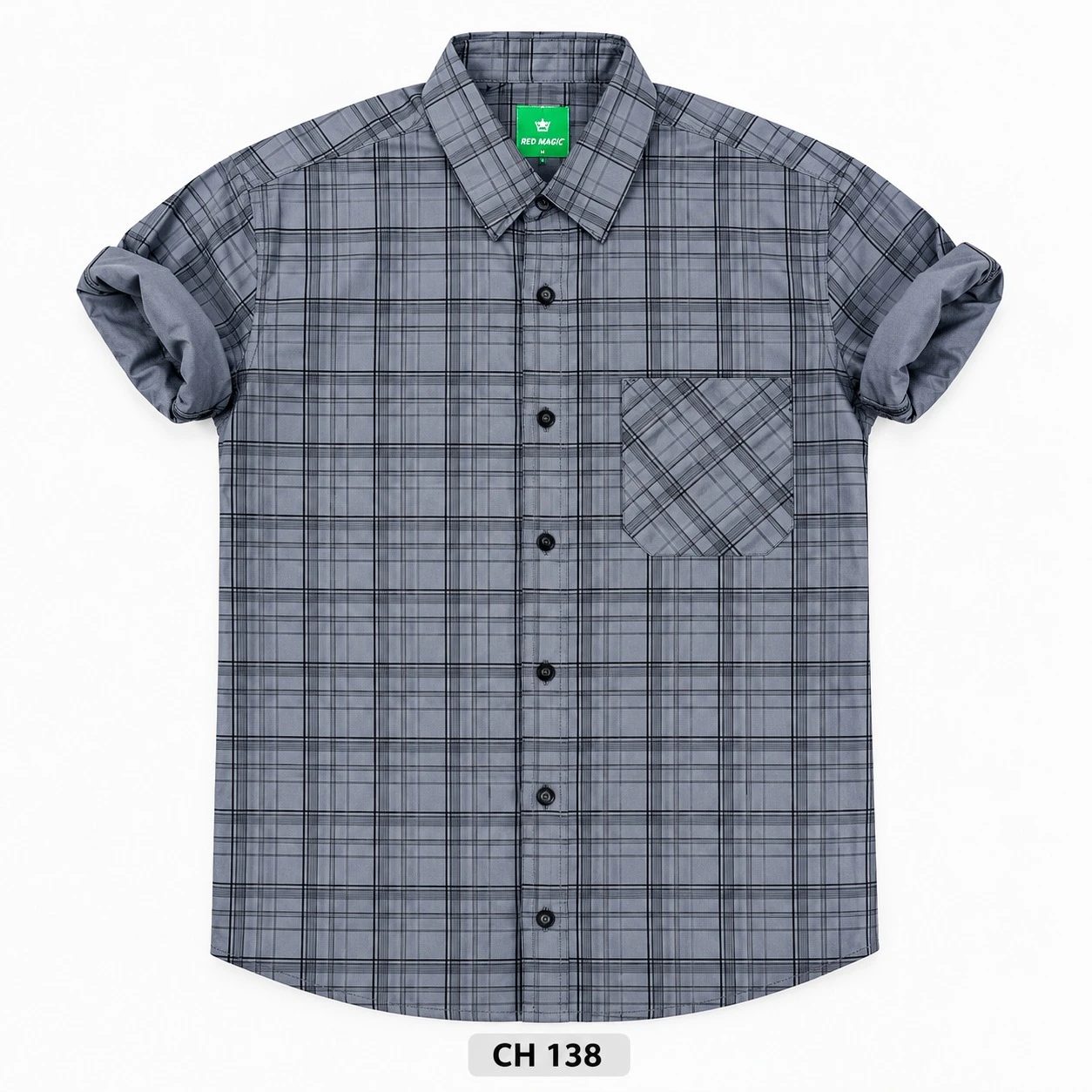 Formal checked men's grey  shirt -CH 138