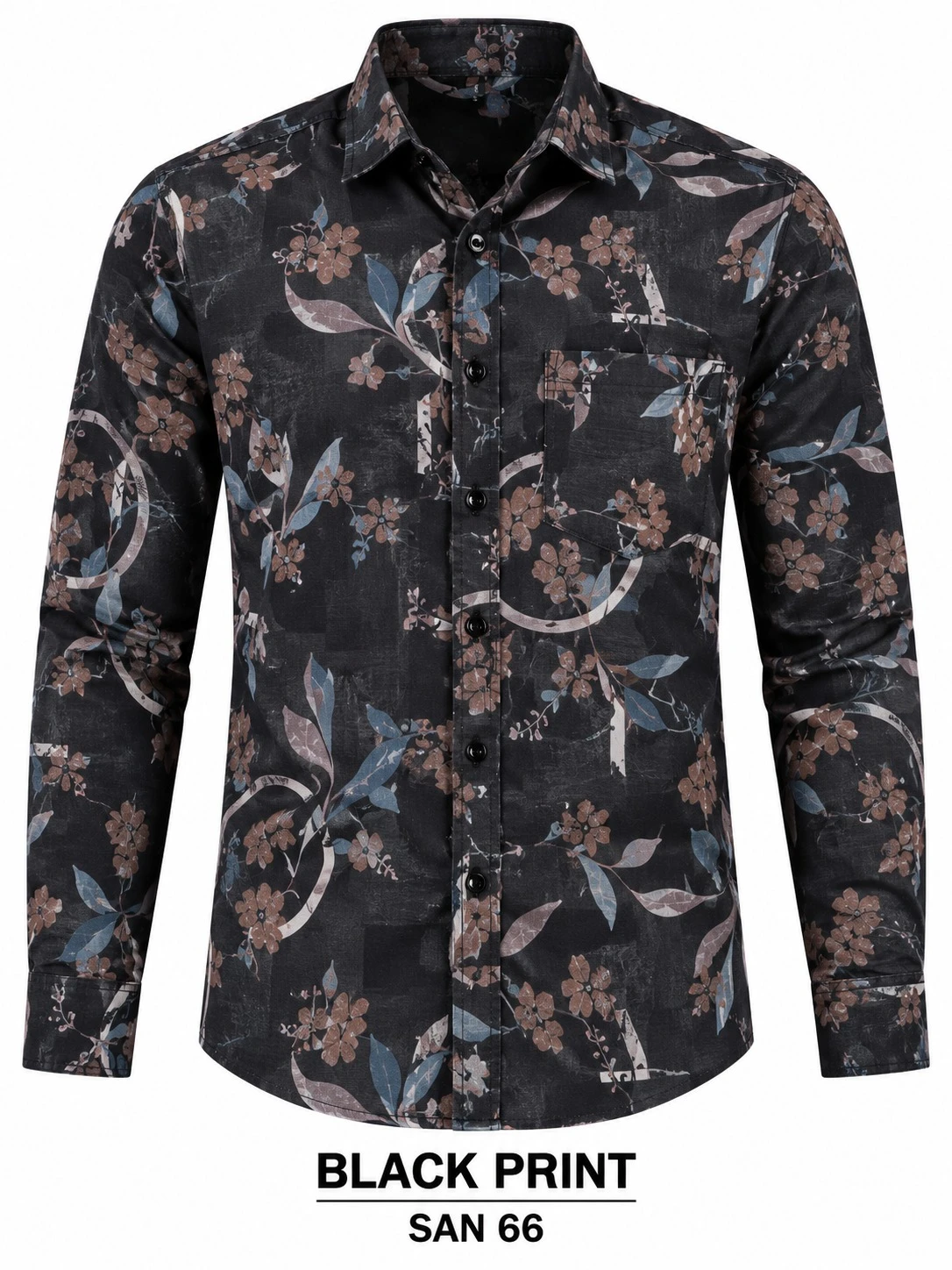 Casual printed black  shirt full sleeve -SAN 66