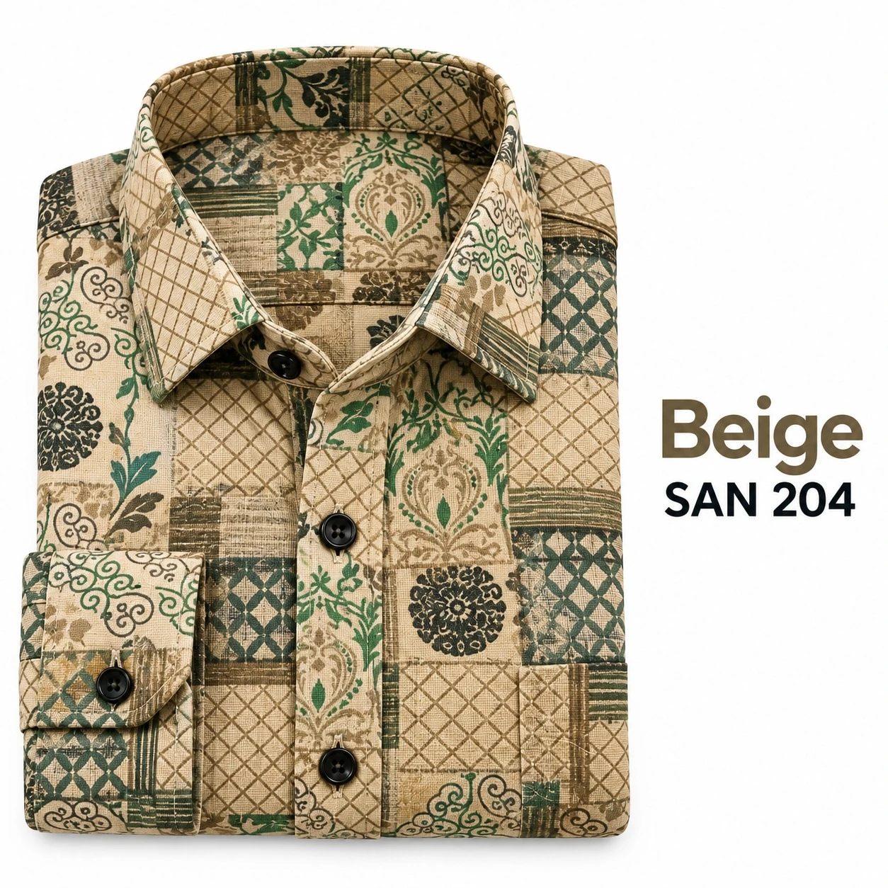 Trendy printed beige shirt -SAN 204