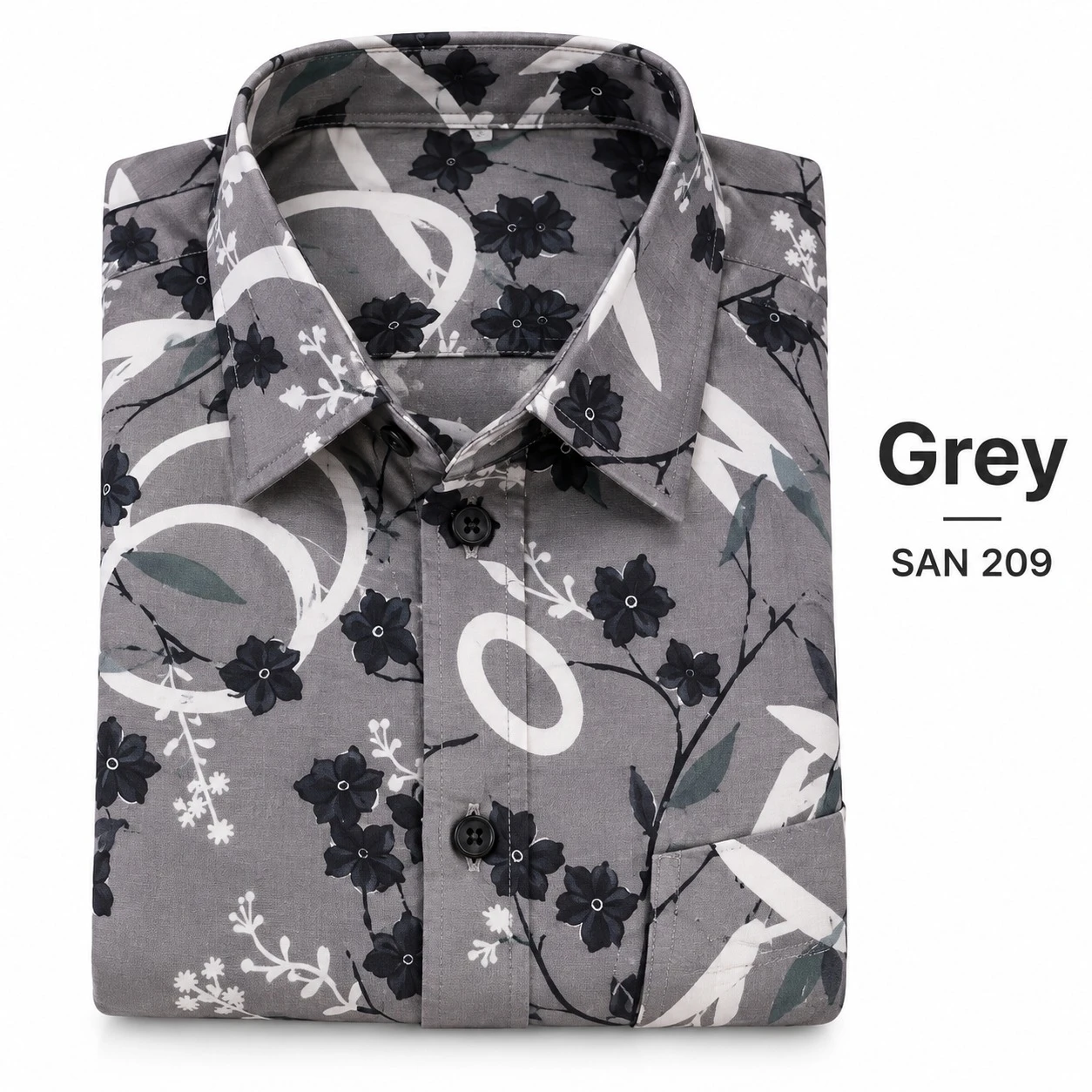Casual printed grey  shirt full sleeve -SAN 209