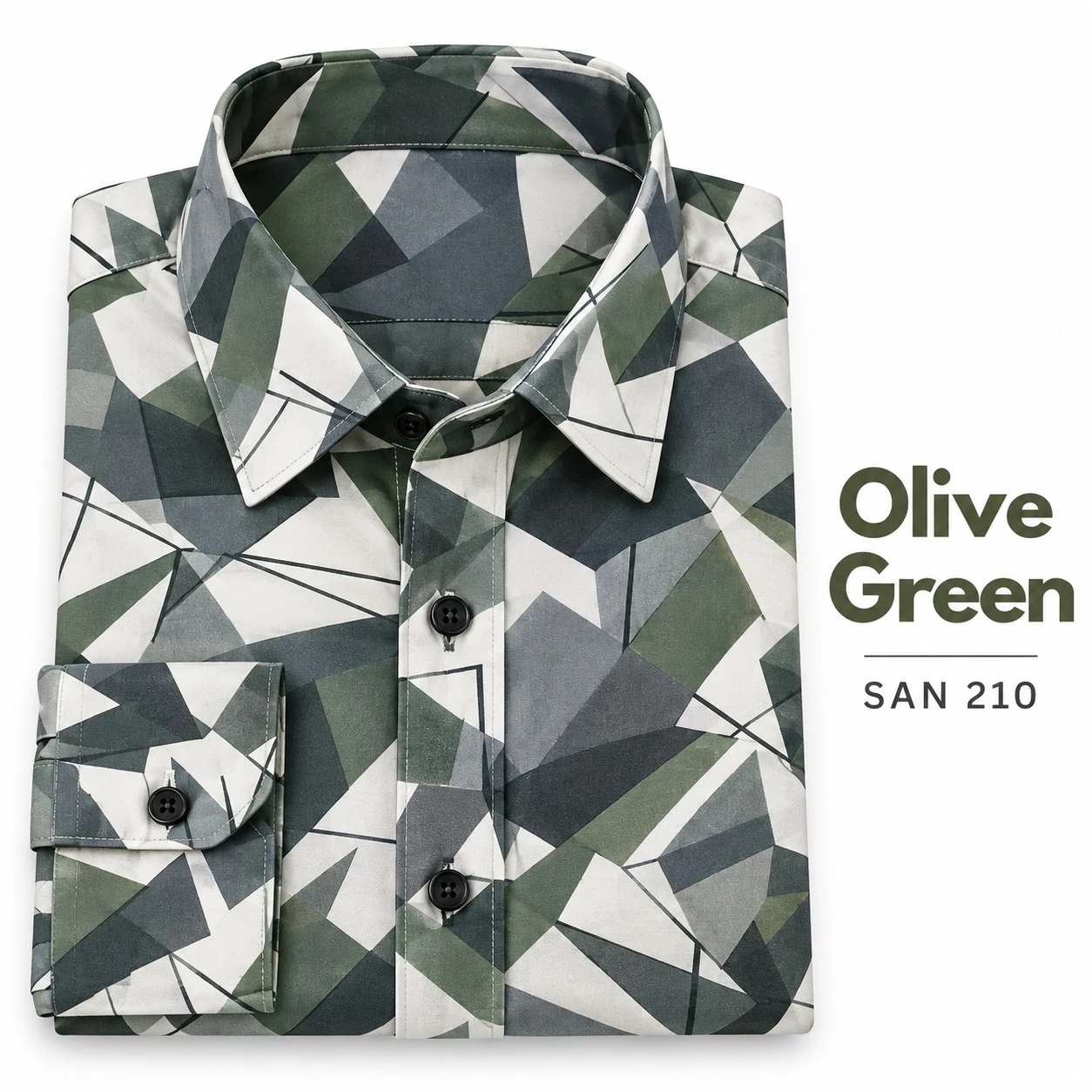 Casual printed Olive green  shirt full sleeve -SAN 210
