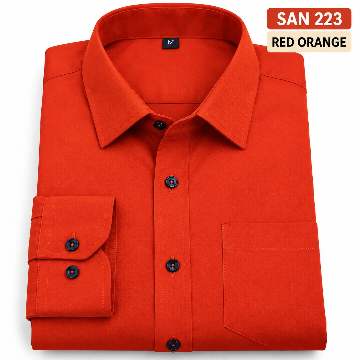 Casual plain men's  red orange shirt- SAN 223
