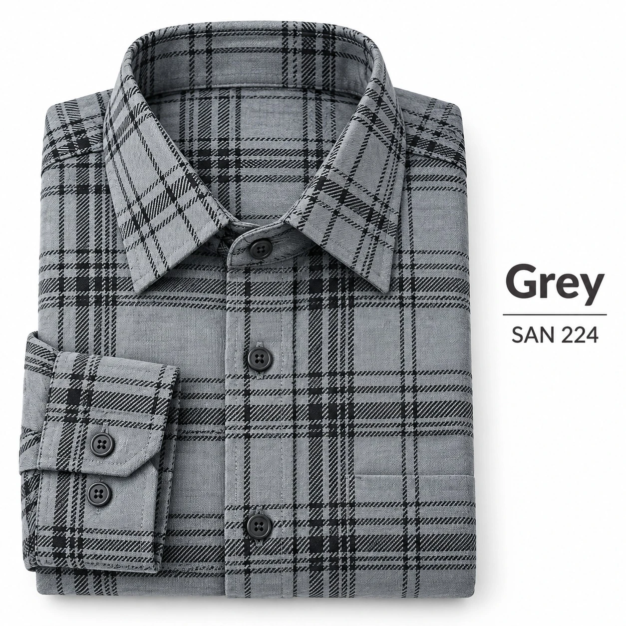 Trendy checked full sleeve grey  shirt -SAN 224