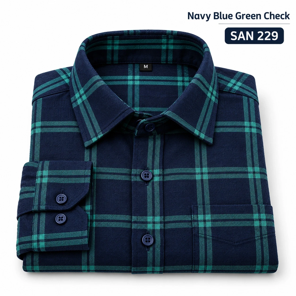 Trendy checked navy blue green  shirt -CH 120