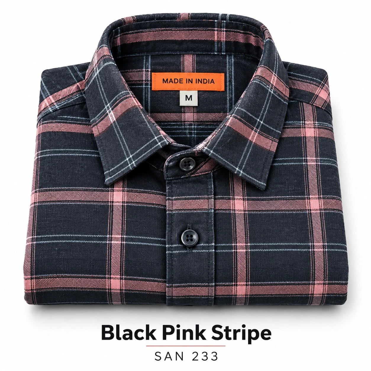 Casual checked black pink shirt -SAN 233