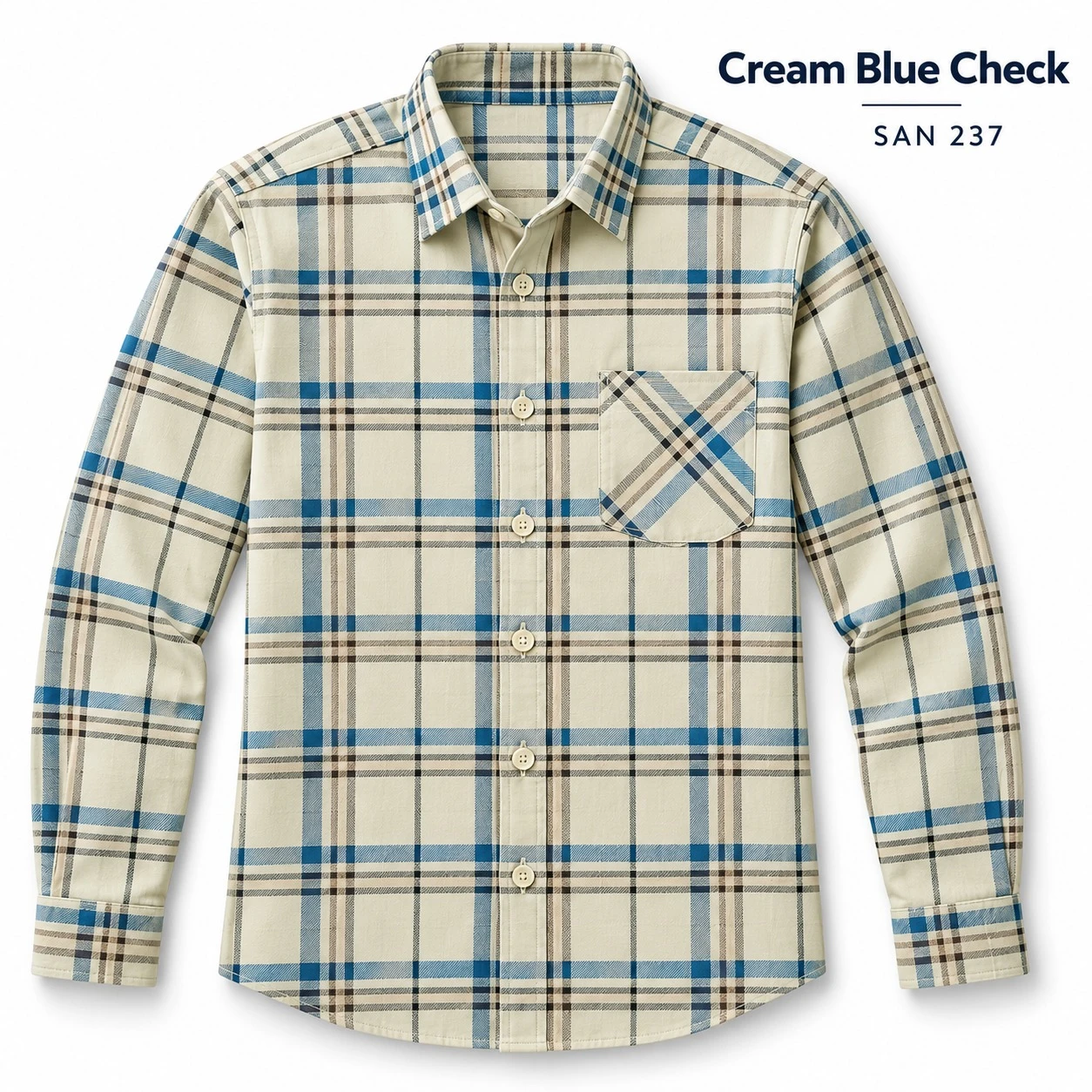 Casual checked cream blue shirt -SAN 237