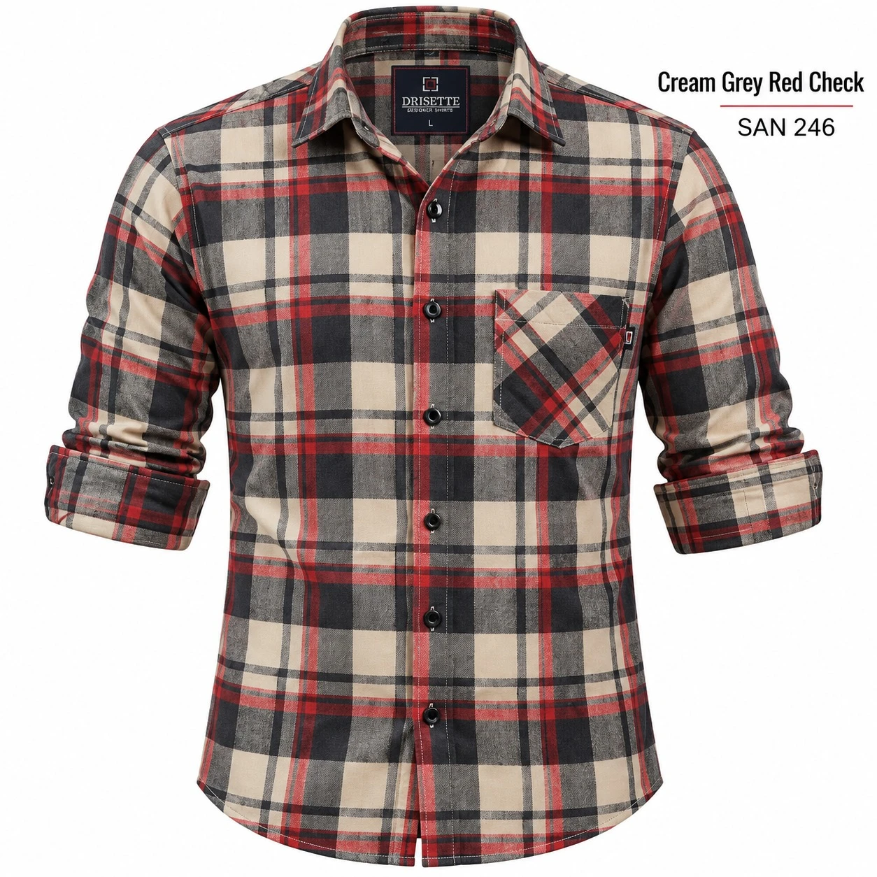Trendy Cream black checked shirt -SAN 246