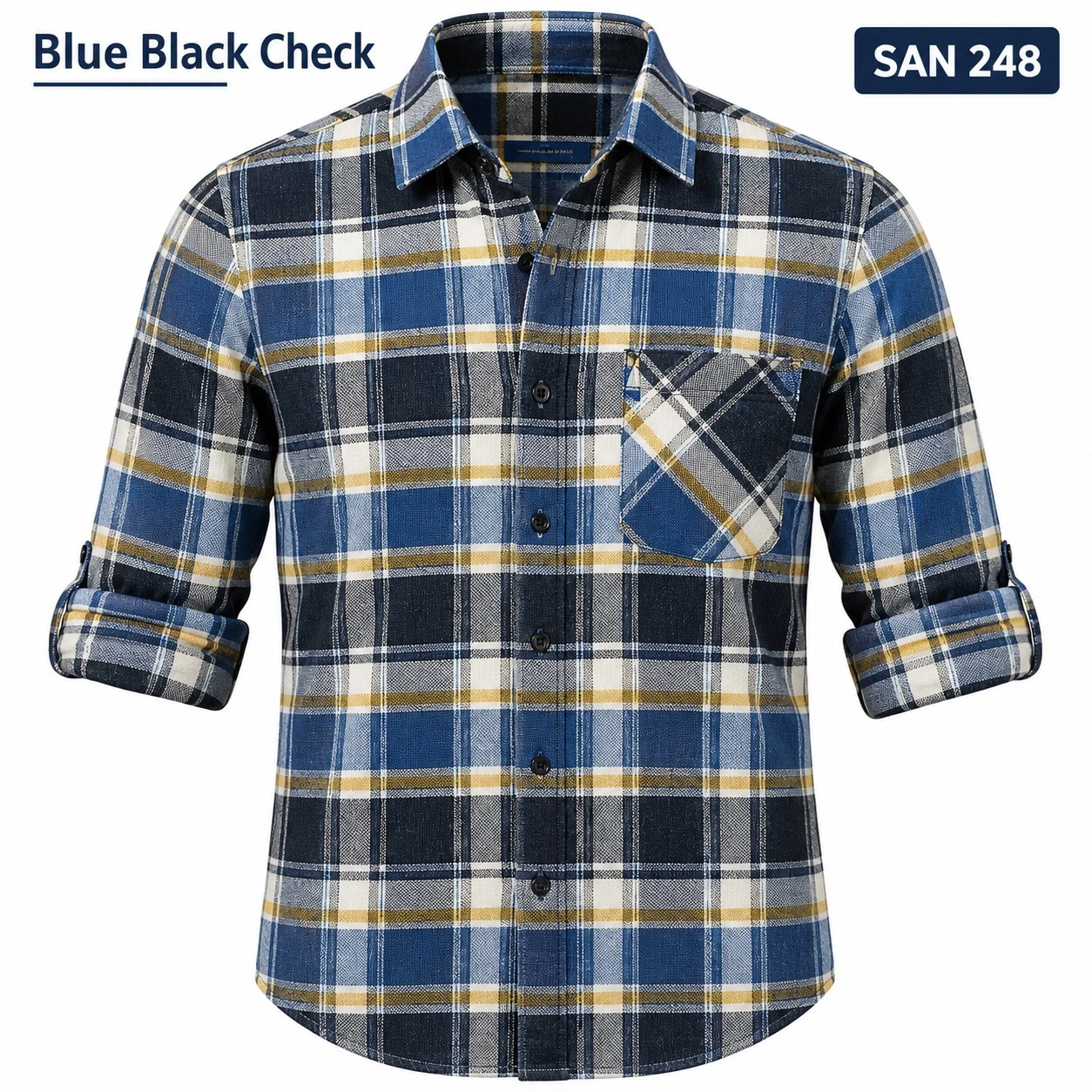 Trendy blue black checked shirt -SAN 248
