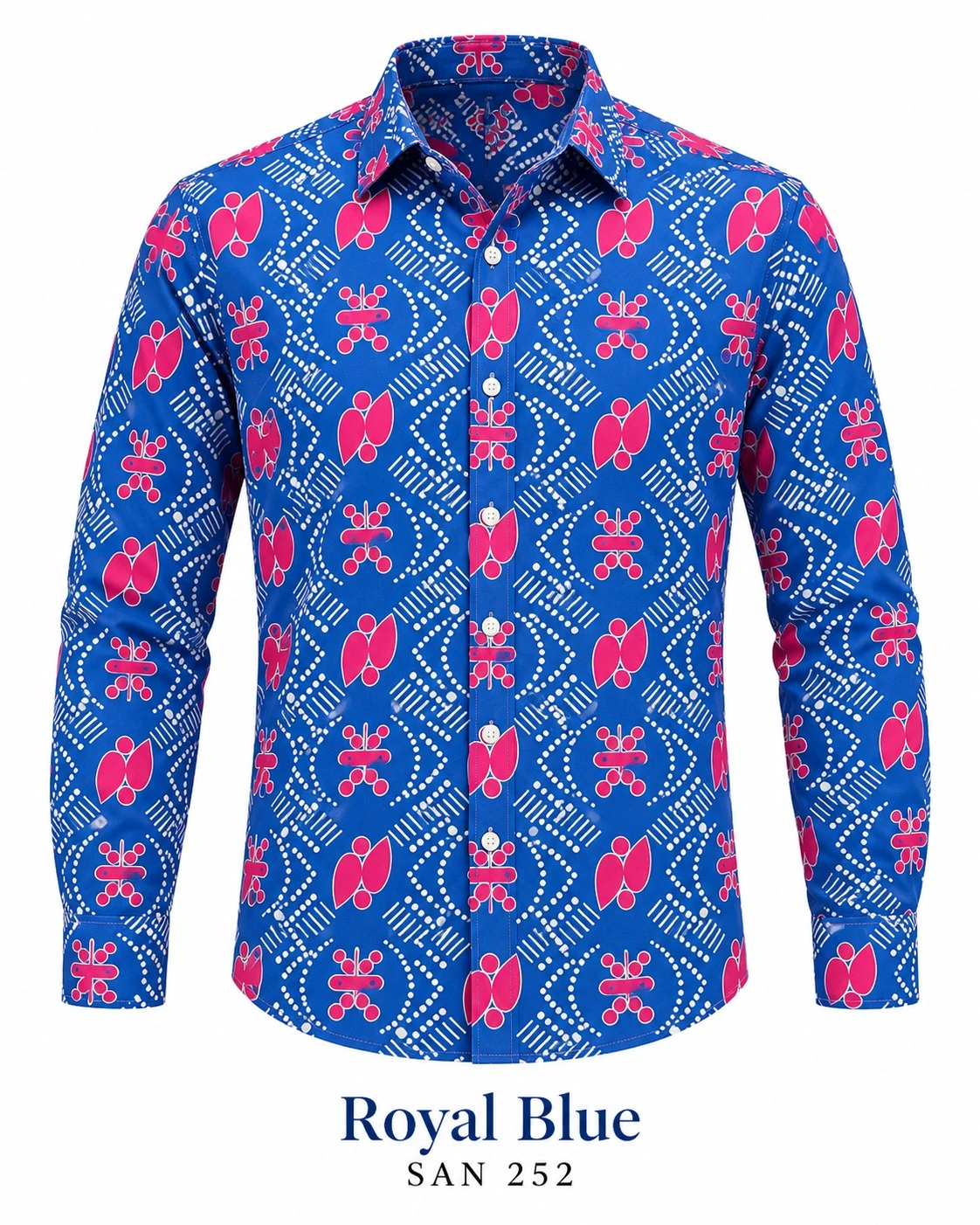 Trendy royal blue printed shirt -SAN 252