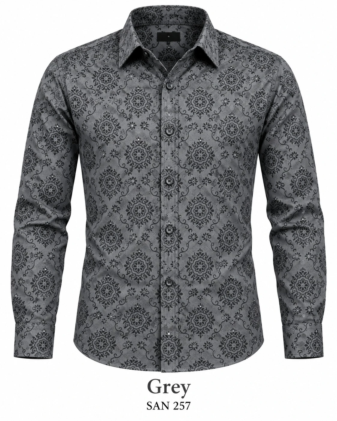 Trendy grey printed shirt -SAN 257
