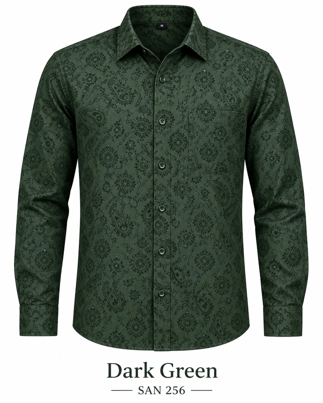 Trendy dark green printed shirt -SAN 252
