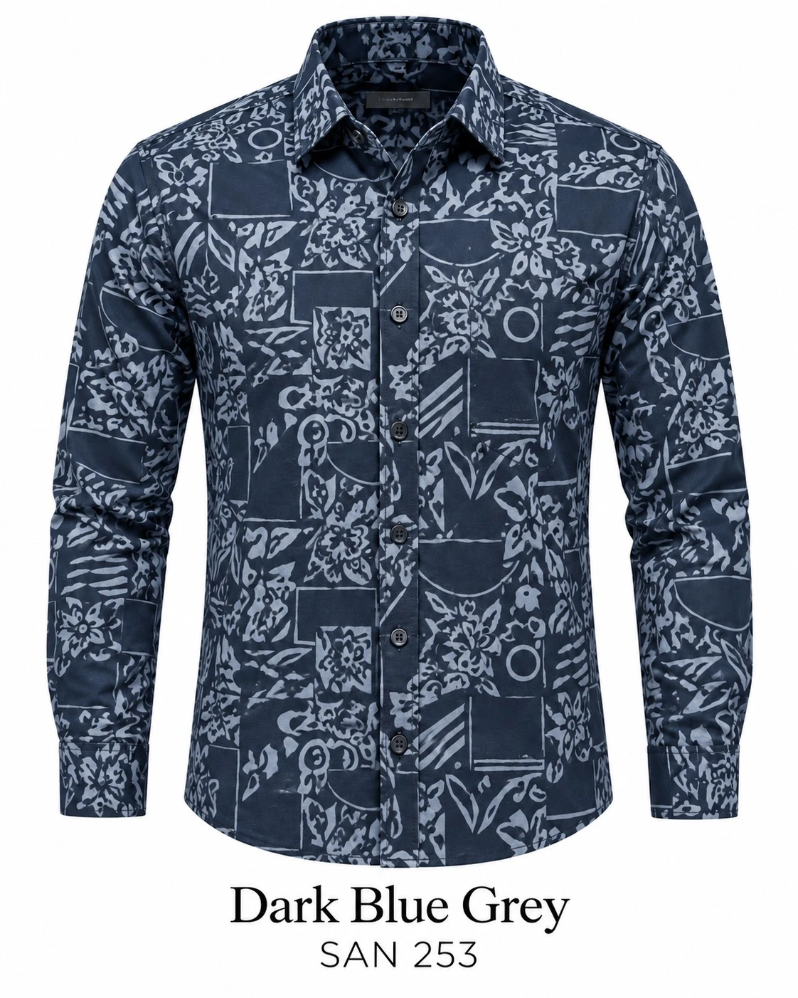 Trendy blue grey printed shirt -SAN 253