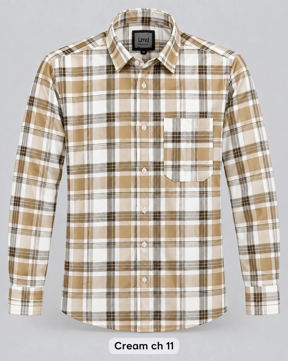 Trendy checked  Cream colour full sleeve shirt -L-CH 11