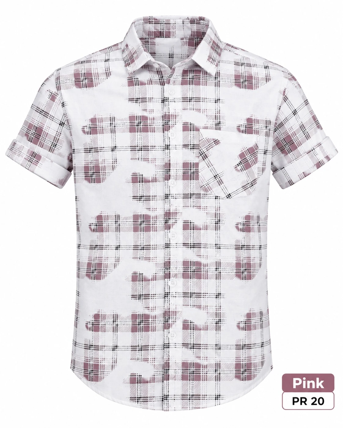 Casual printed  pink shirt  full sleeve - L-PRT20