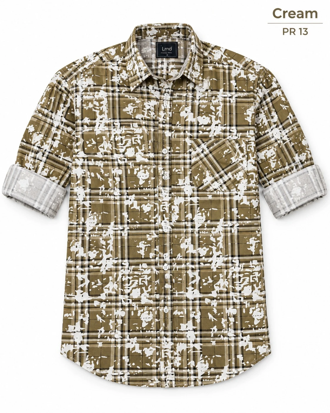 Casual printed Cream colour shirt full sleeve - L-PRT 13