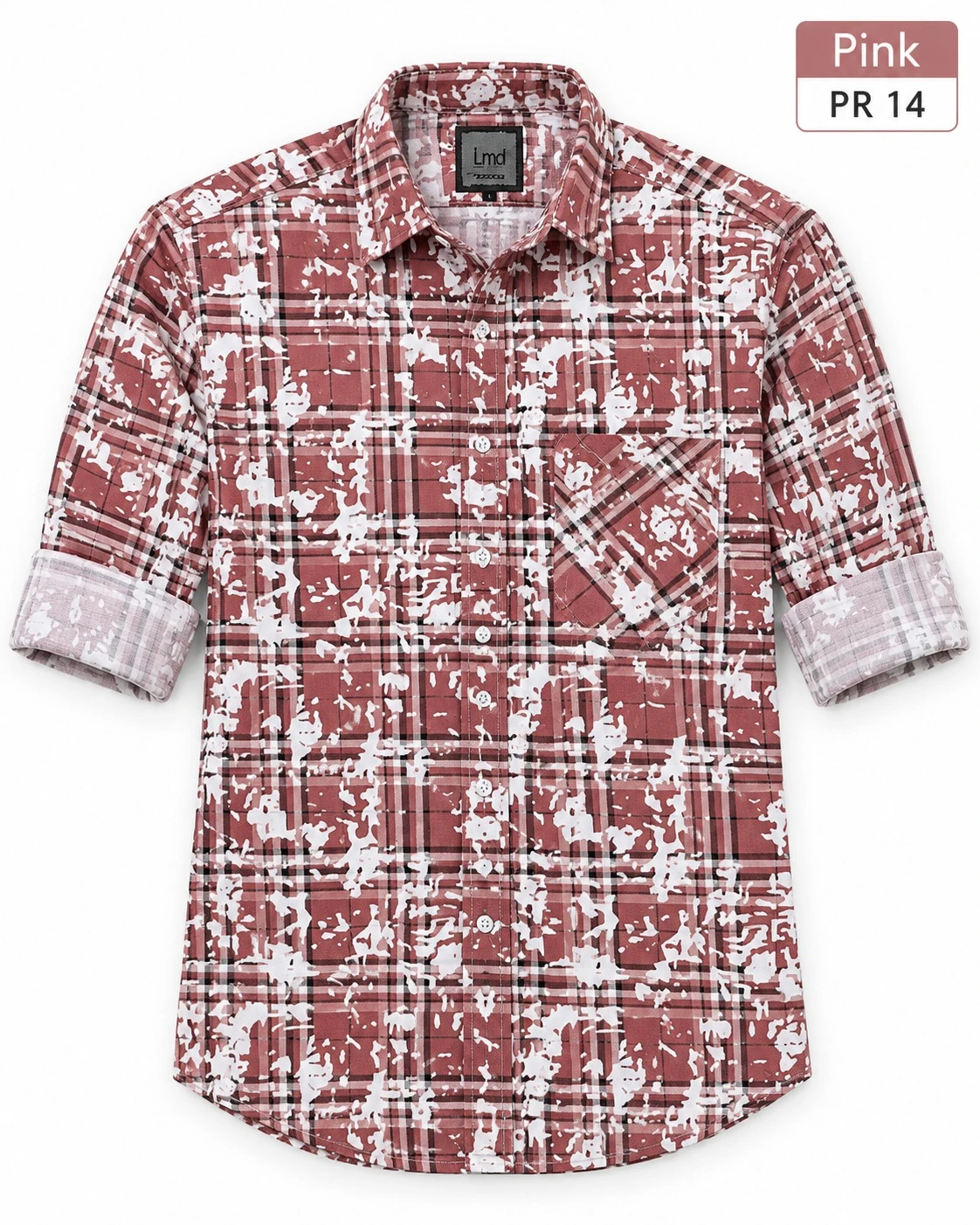 Casual printed  Pink shirt full sleeve - L-PRT 14