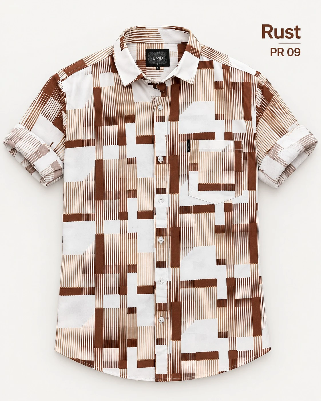 Casual printed  Rust shirt full sleeve - L-PRT 09