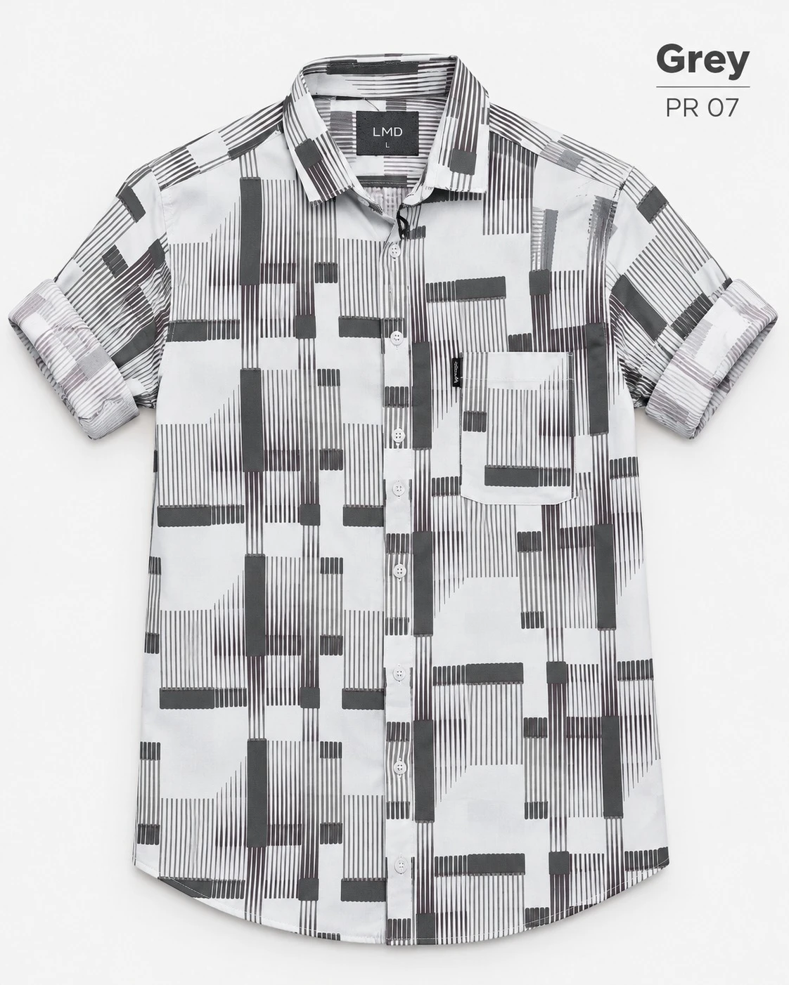 Casual printed Grey shirt full sleeve - L-PRT  07