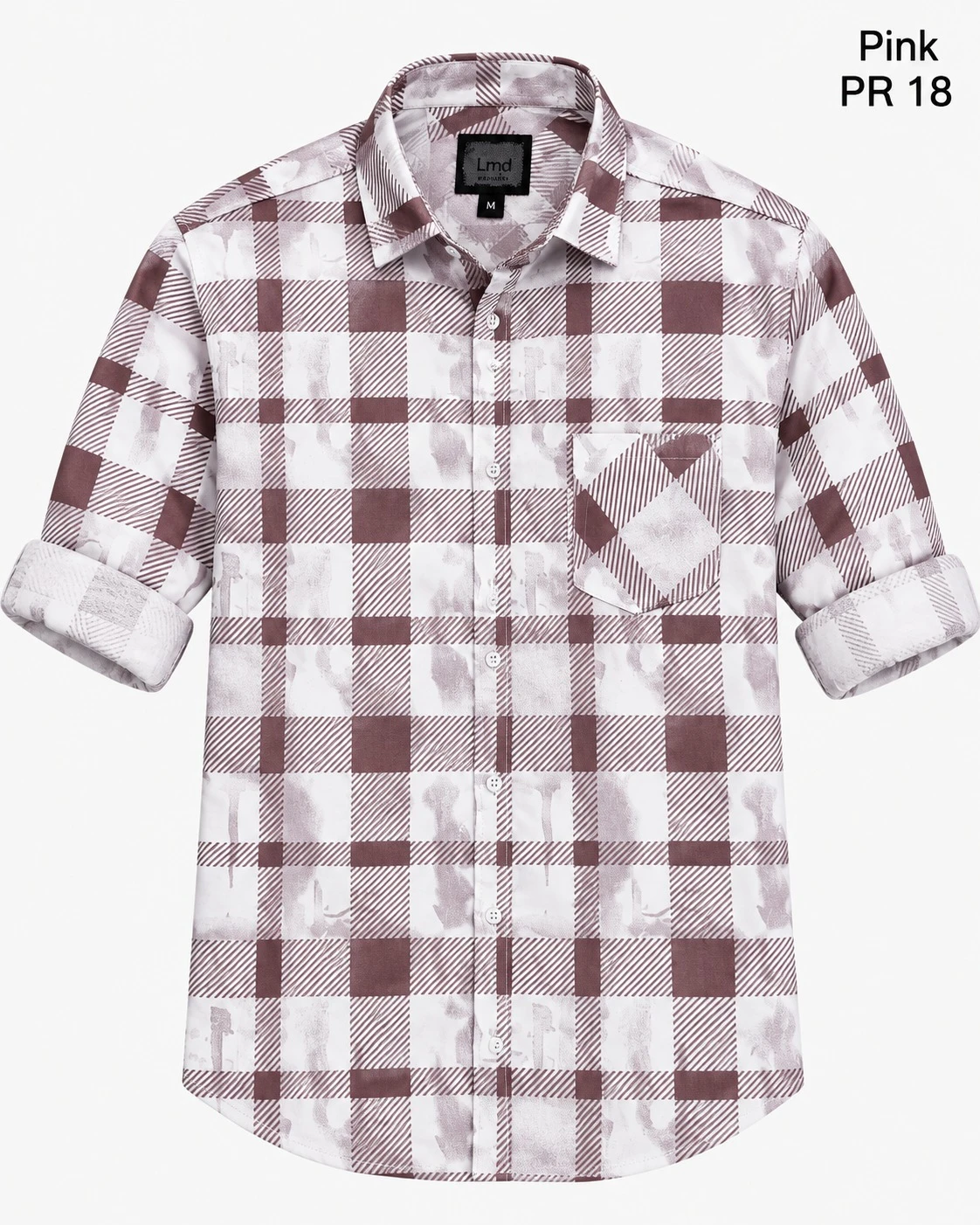 Casual printed Pink shirt full sleeve - L-PRT 18