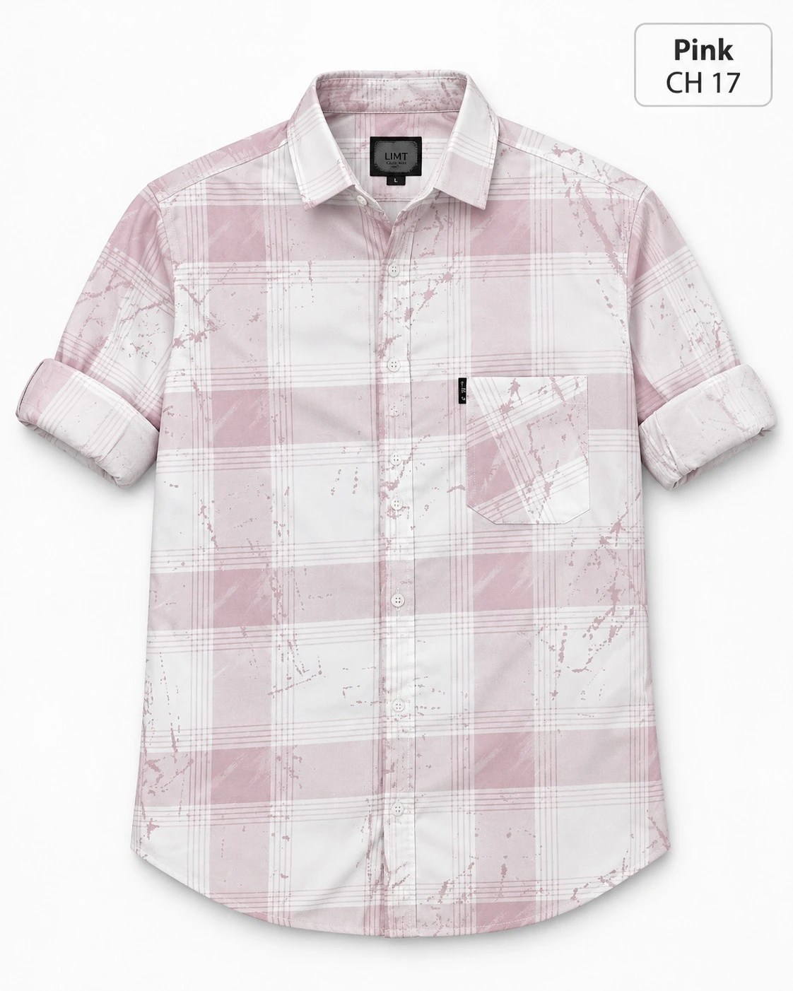 Trendy checked full sleeve  Pink shirt - L-CH 17