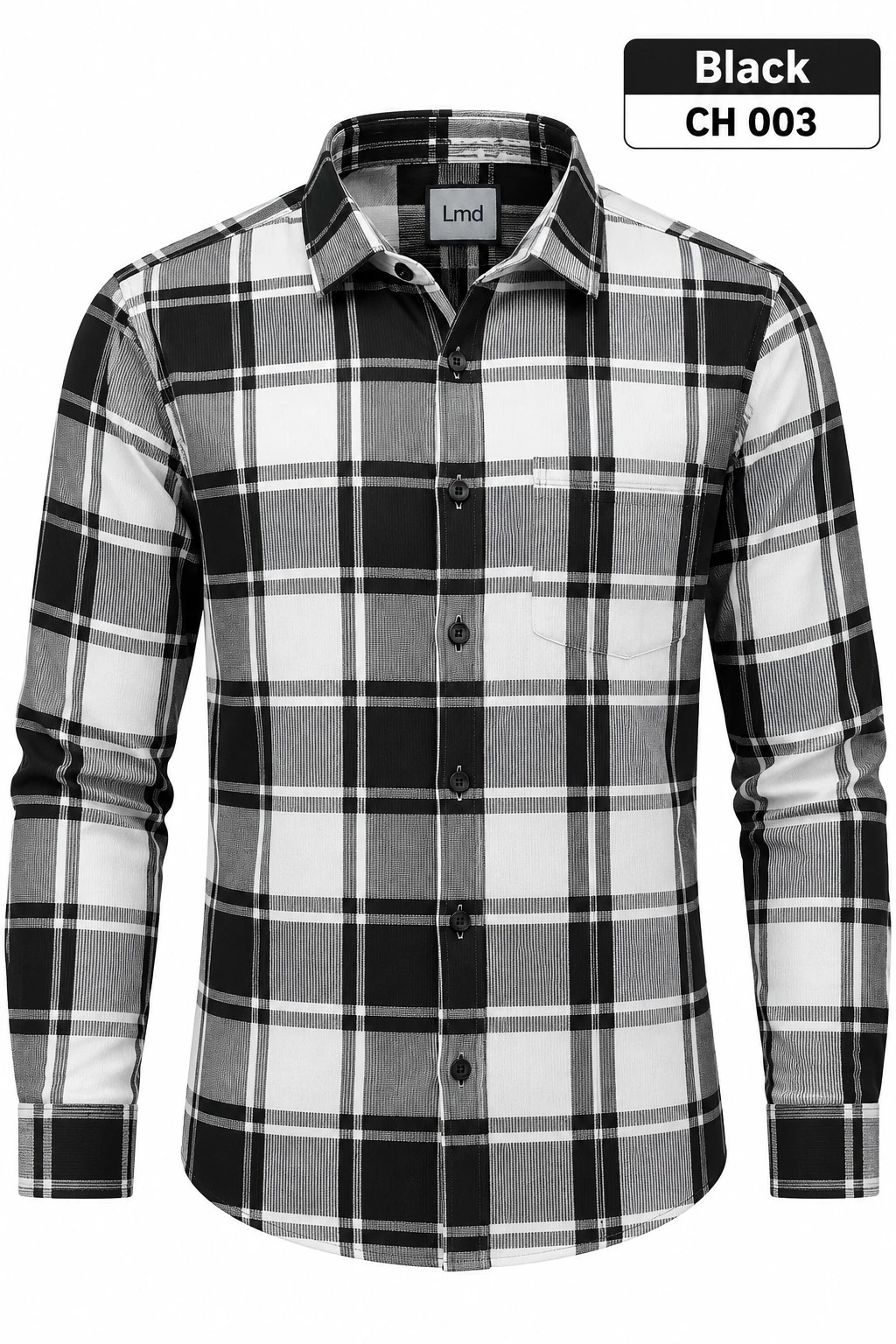 Trendy checked full sleeve  black shirt - L-CH 003