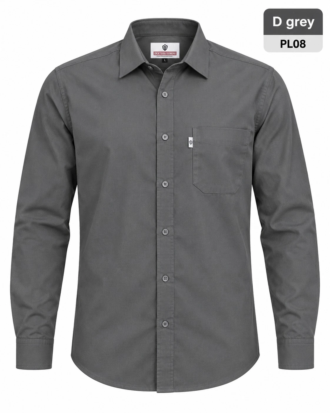 Casual plain men's Dark grey  shirt- L- PL 08