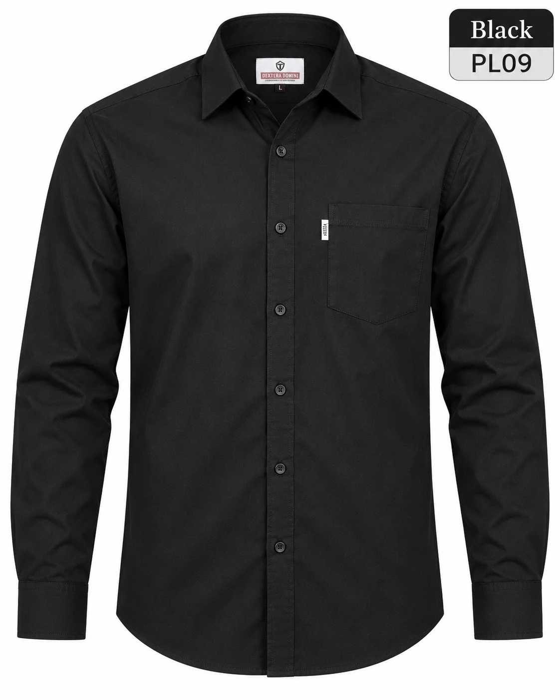 Casual plain men's  Black shirt- L- pl 09