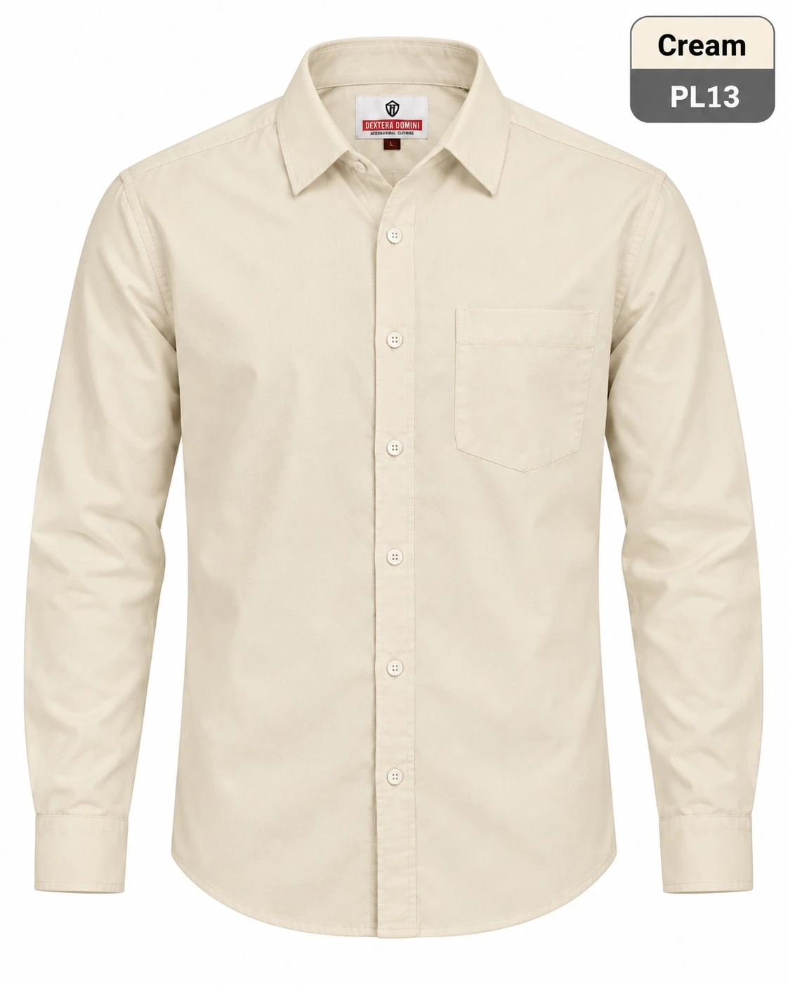 Casual plain men's Cream colour  shirt- L- PL 13
