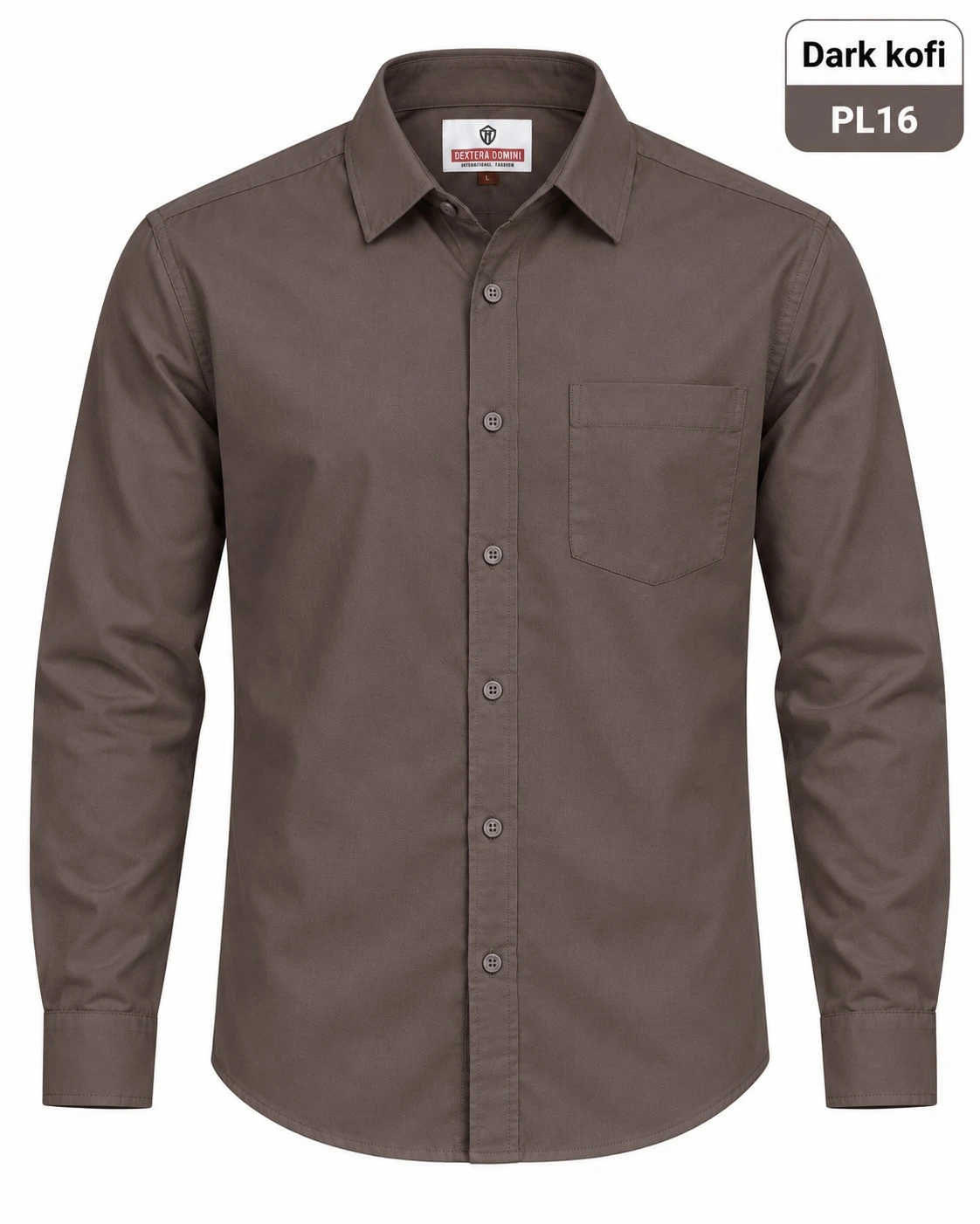 Casual plain men's  Dark kofi colour shirt- L-PL 16