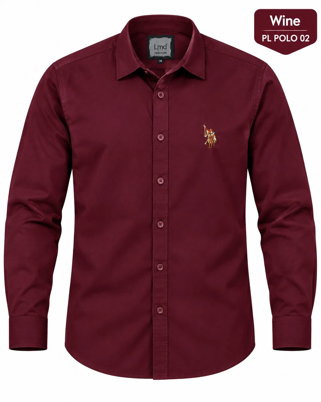 Casual plain men's Wine colour shirt- PL POLO 02