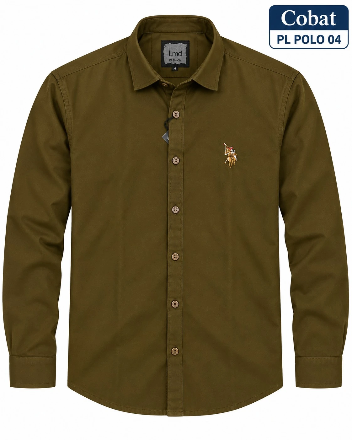 Casual plain men's cobat colour  shirt-  PL POLO -04