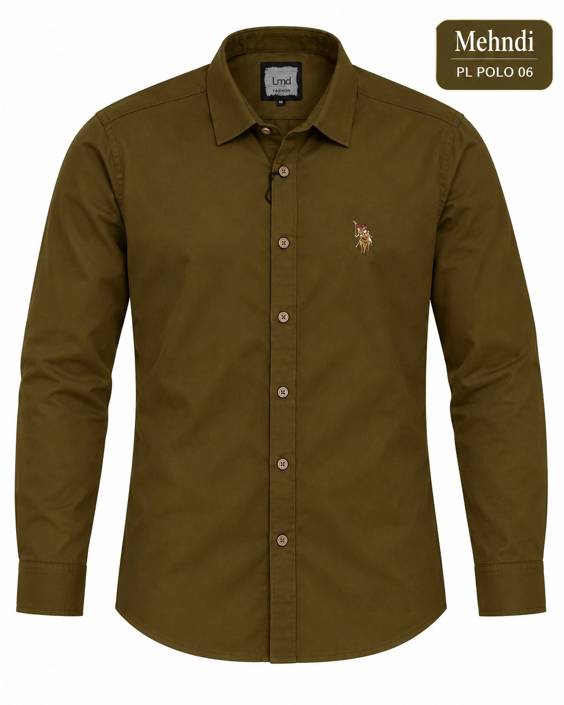 Casual plain men's  Mehandi colour shirt-PL POLO 06