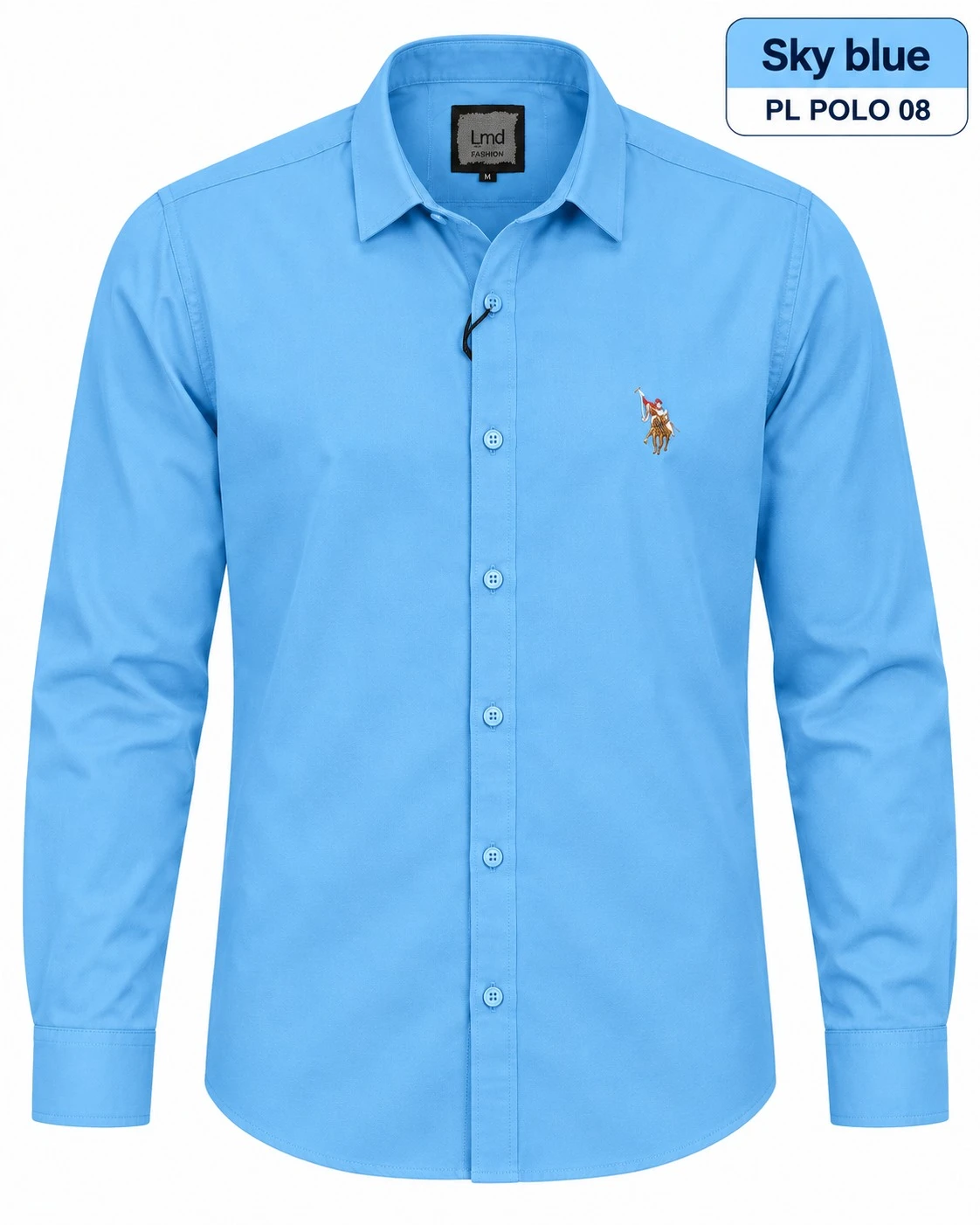 Casual plain men's Sky blue  shirt-  PL POLO 08
