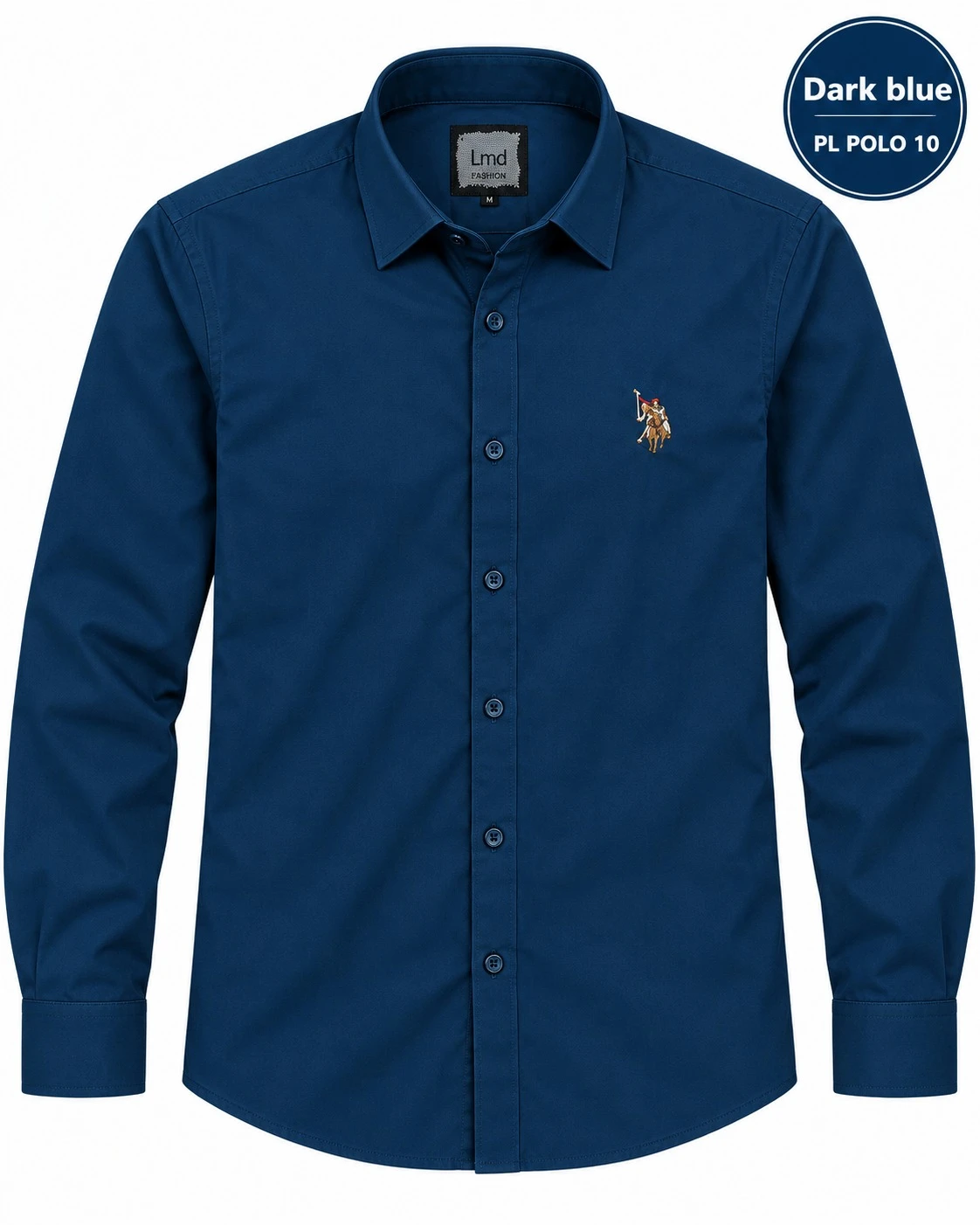 Casual plain men's Dark blue  shirt-  PL POLO 10