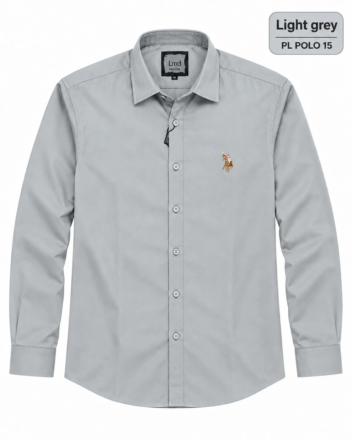 Casual plain men's Light grey  shirt- PL POLO 15