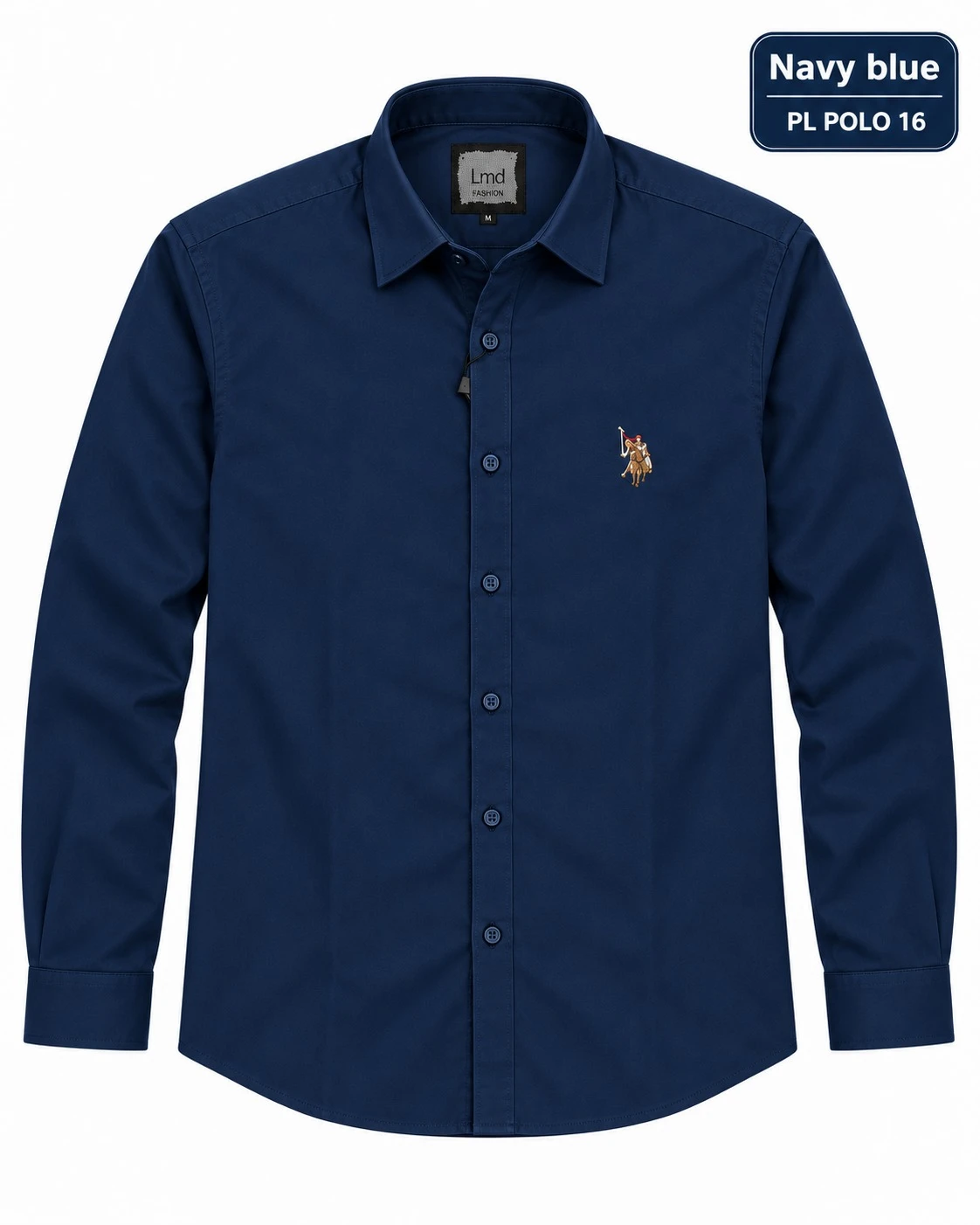 Casual plain men's Navy blue  shirt- PL POLO 16