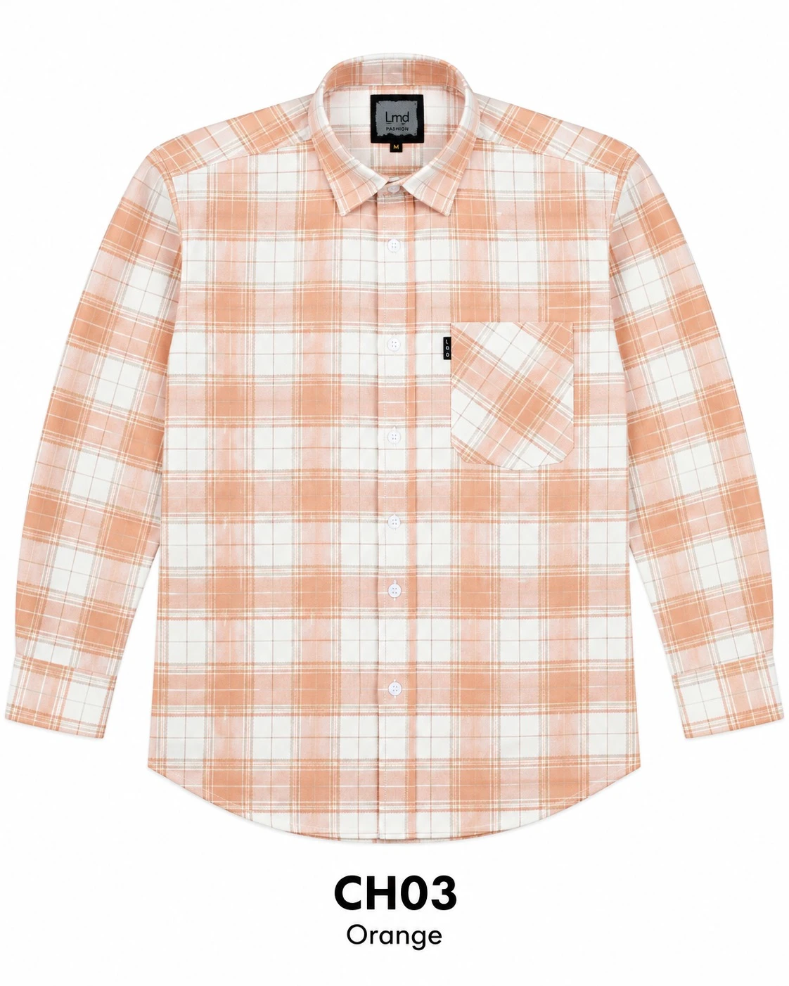 Trendy checked full sleeve  Orange shirt - L-CH 03