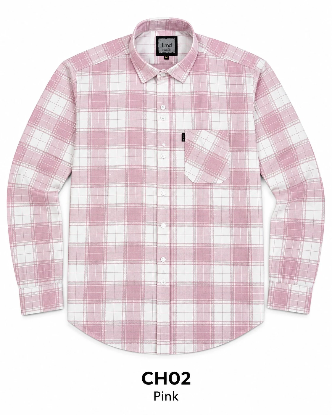 Trendy checked full sleeve Pink  shirt - L- CH 02